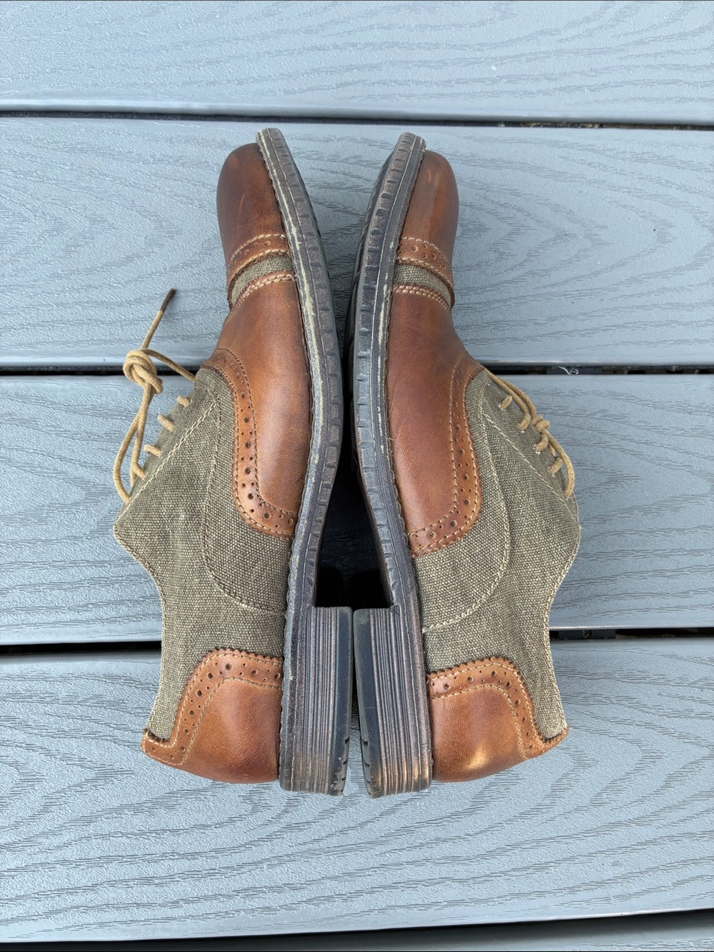 Steve Madden Camrin Wingtip Oxford Shoes Leather Canvas Upper Brown Size 10 - Picture 9 of 12
